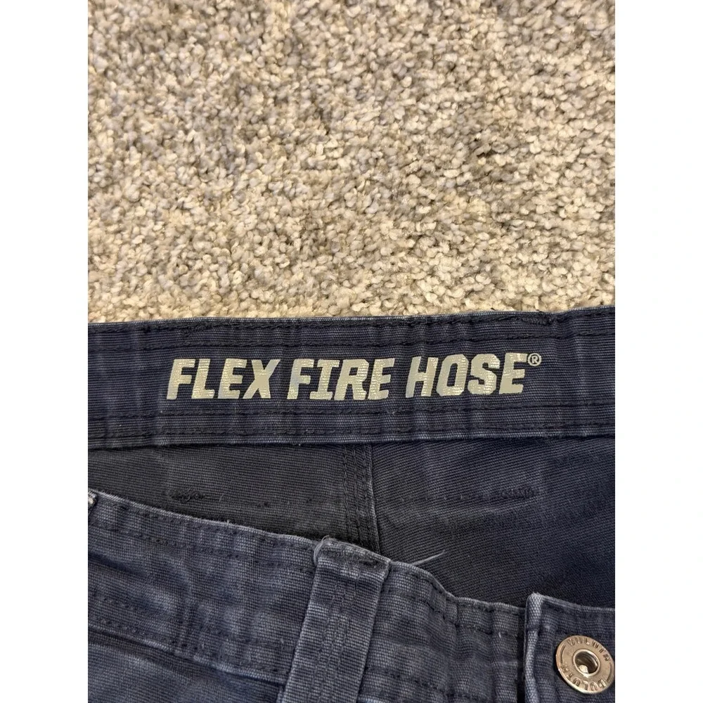 Duluth Trading Co Work Pants Mens 44x30 Navy Flex Fire Hose Relaxed Fit Canvas